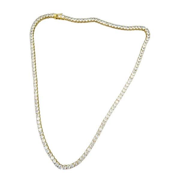 NEW Women’s Cubic Zirconia 18k Gold-Plated Stainless-Steel Necklace 132 CZ Stone - Picture 1 of 9